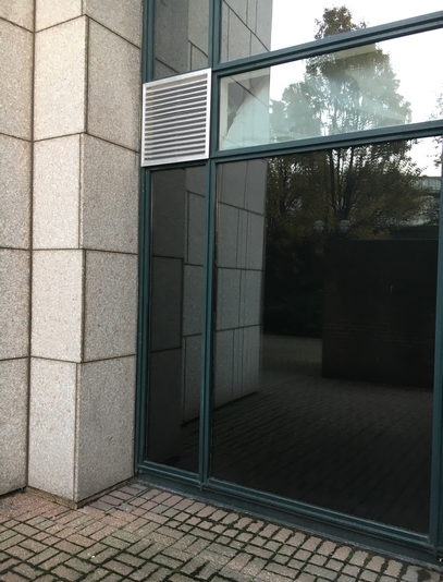 Black out window film installed to commercial property